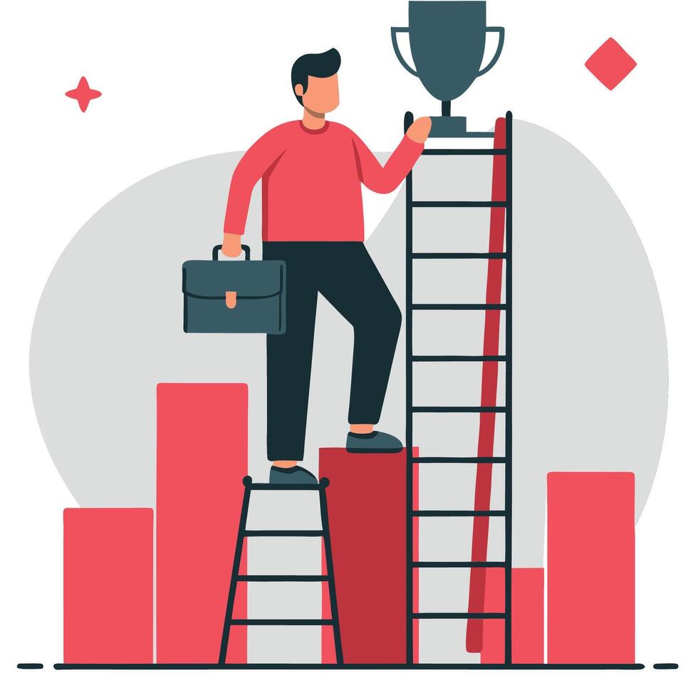 Concept Illustration Showcasing the Process of Job Promotion and Career Advancement vector
