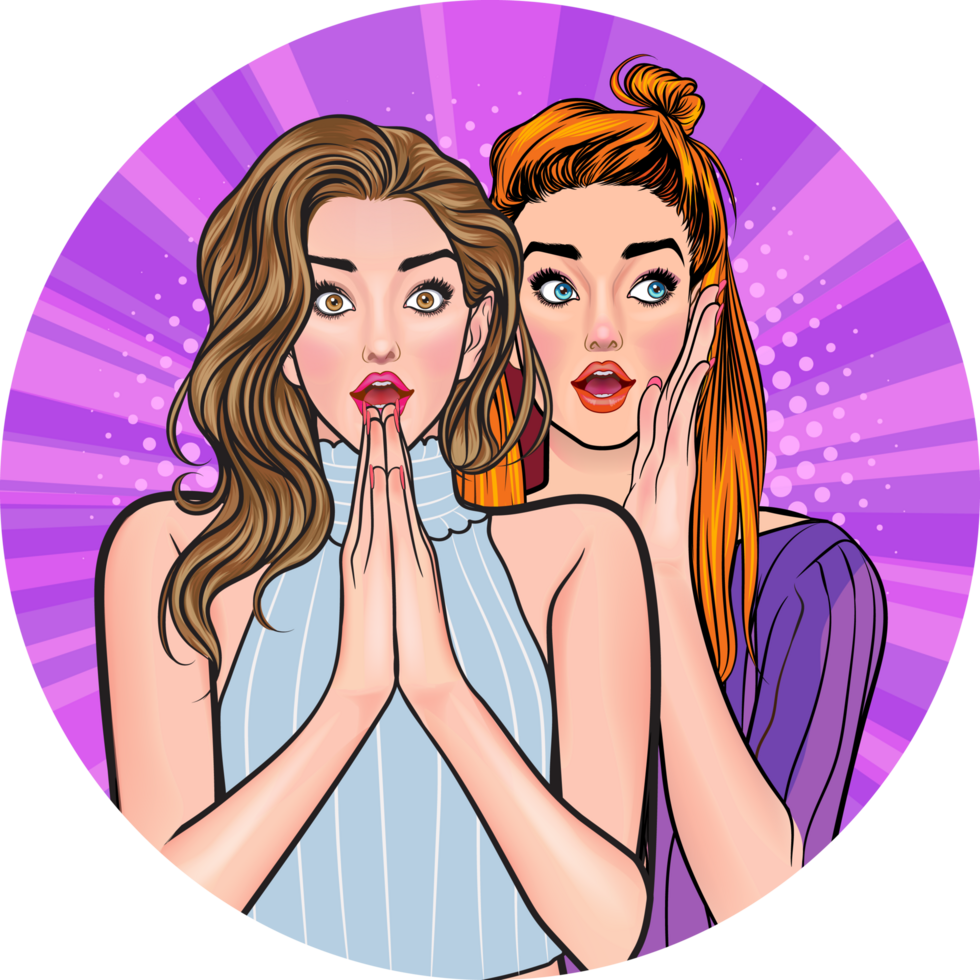 Two beautiful models are shocked to learn that they will receive a lucrative salary. png
