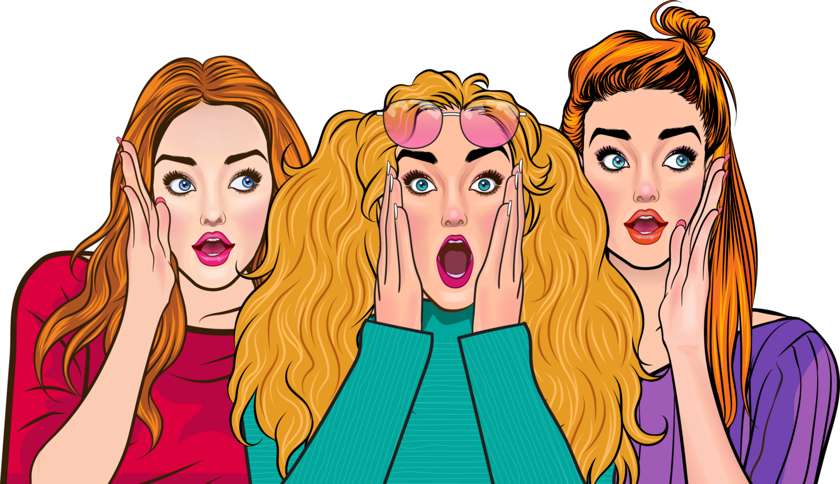 Comic-style female holding a hand to her ear while eavesdropping. png