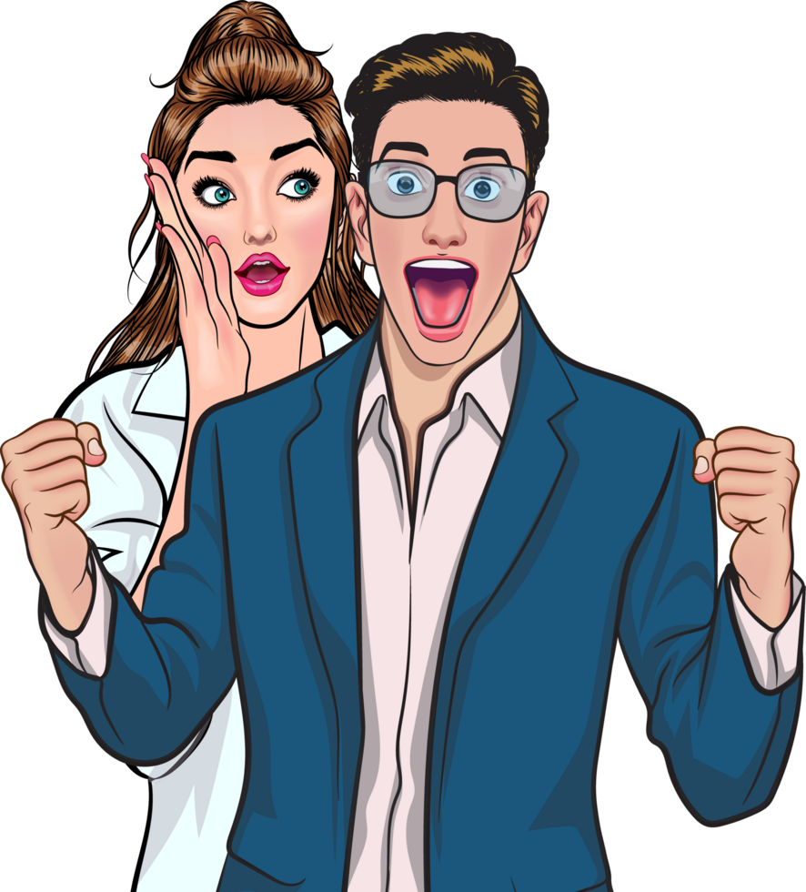 The handsome young executive looked delighted when he received good news. png