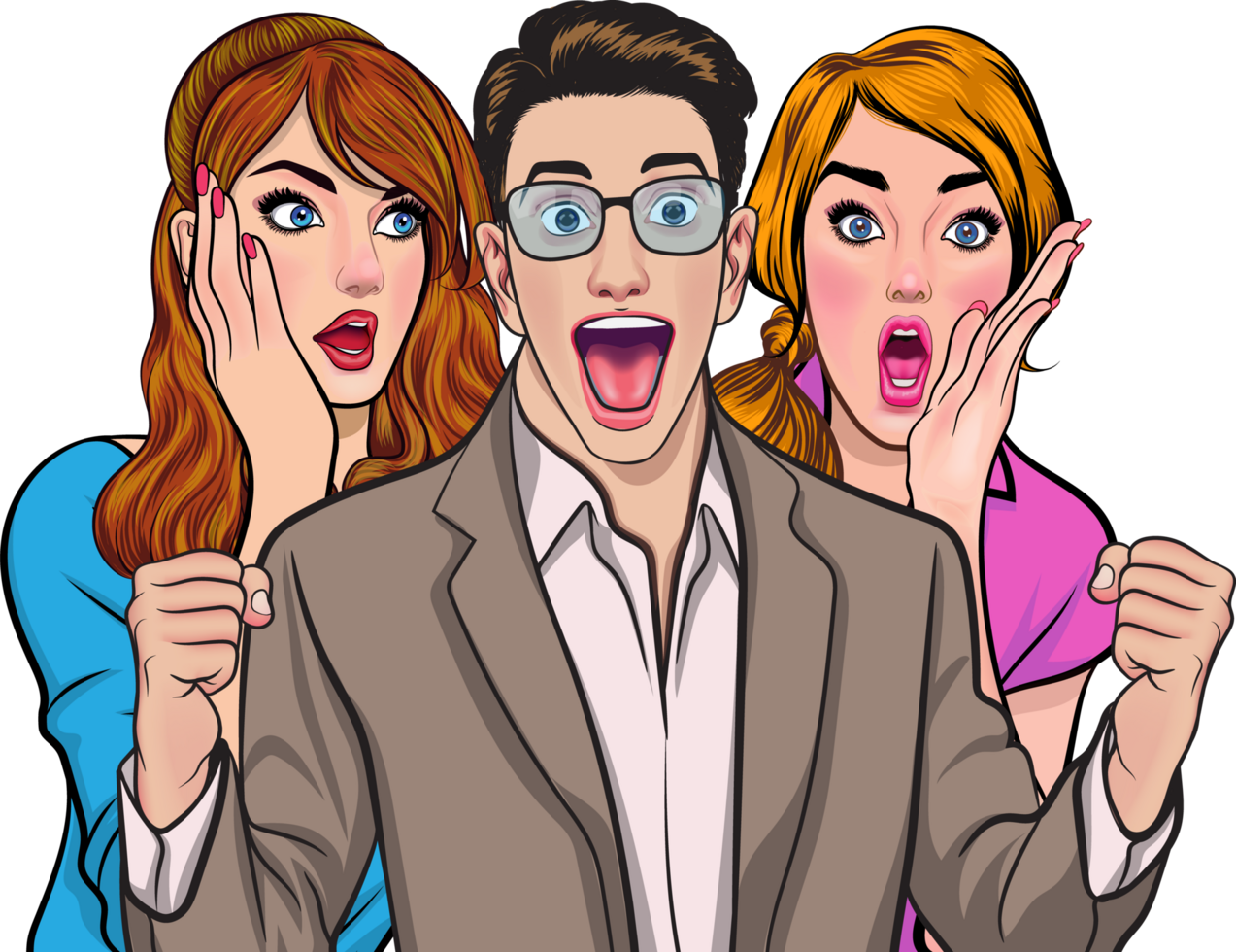 The young employee showed excitement when he received some news. png