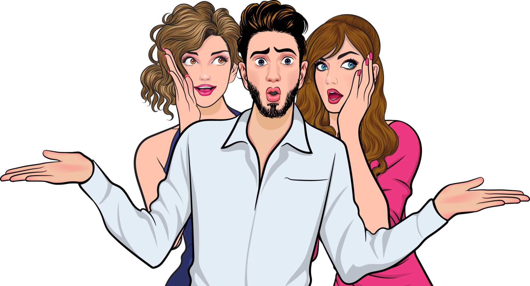 The young man raised his eyebrows with a puzzled expression after receiving some news. png