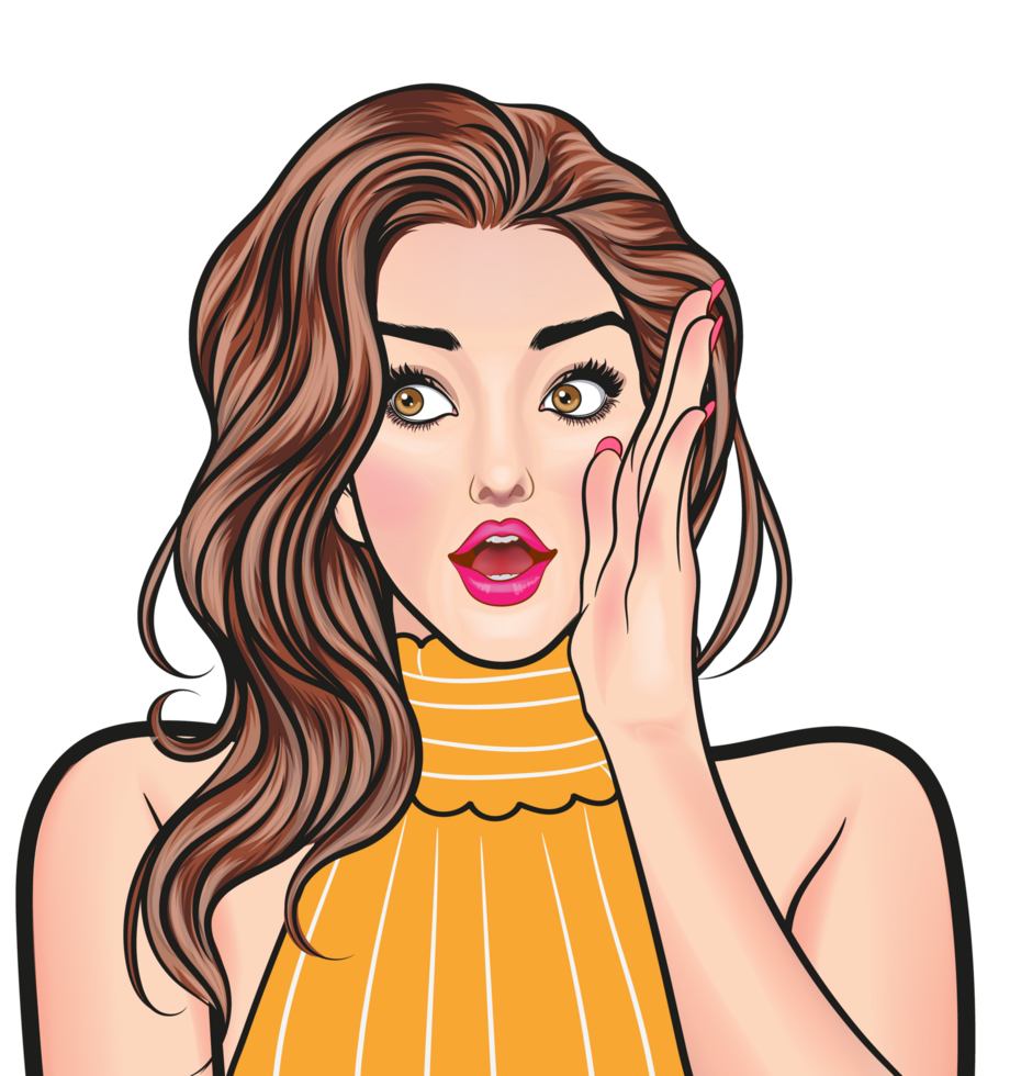 A sweet-faced young model shows a pose of putting her hand over her mouth and looking to the side, looking cute. png