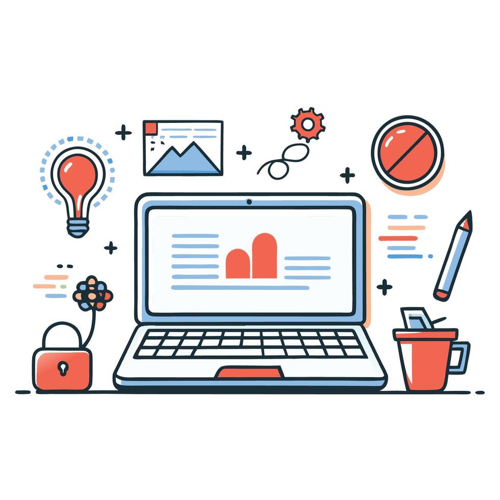 Modern Laptop Concept for Work, Study, and Entertainment vector