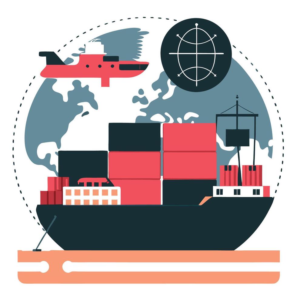 International Trade Connecting Global Economies Through Exchange of Goods and Services vector