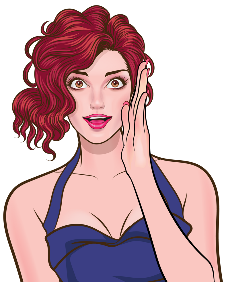 A beautiful and sexy girl whispers with a smiling face. png