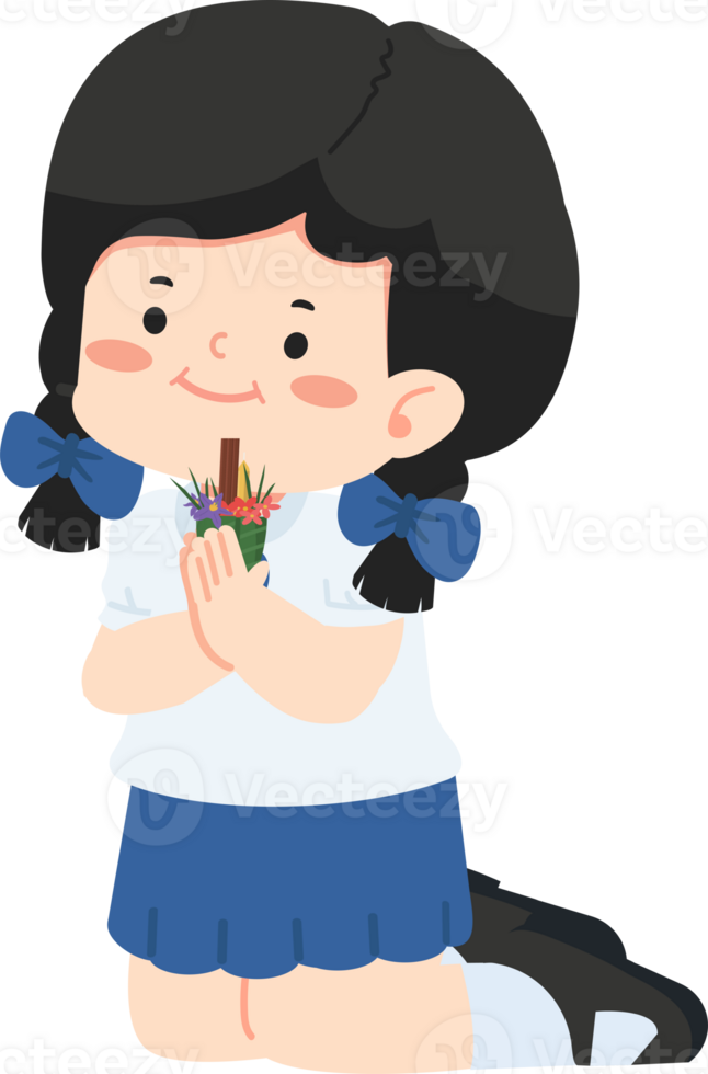 Kid holding flowers to pay respect to the teacher student doodle png