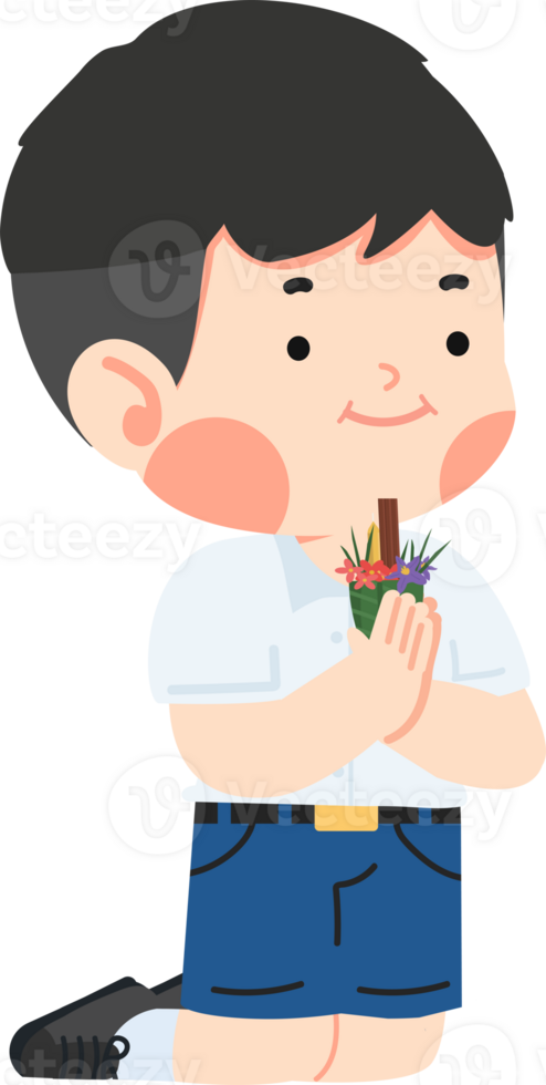 Kid is praying while sitting on the floor boy png