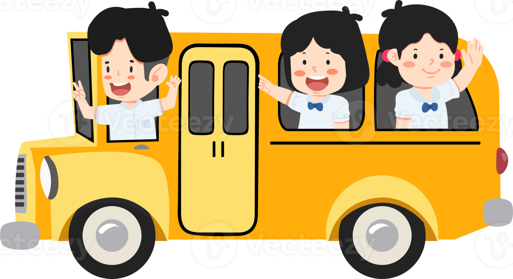 yellow school bus with children png