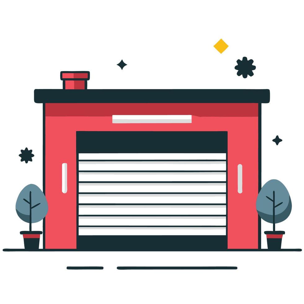 Conceptual Illustration of an Automated Garage Door with Advanced Technology vector