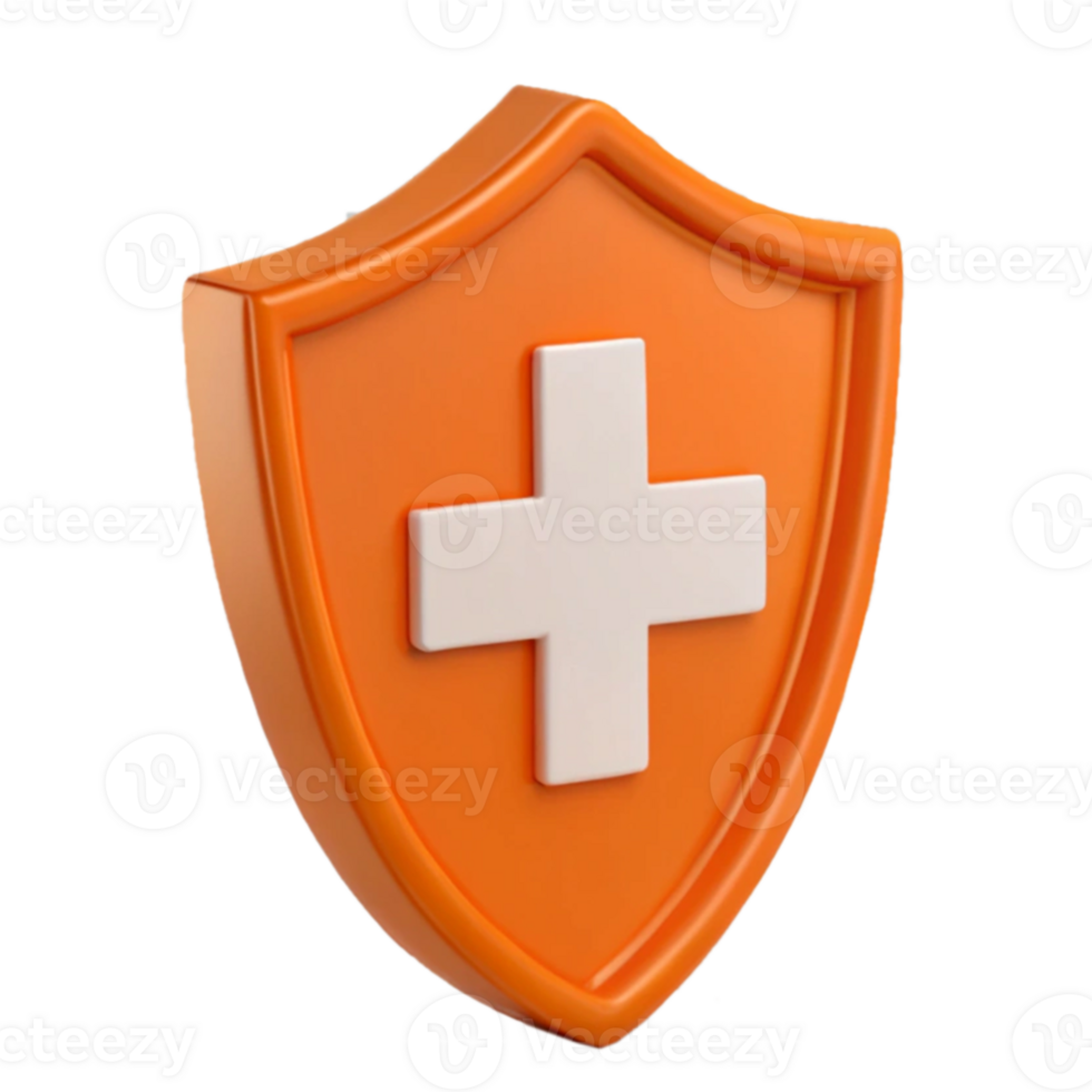 orange shield first aid cross isolated on transparent background png