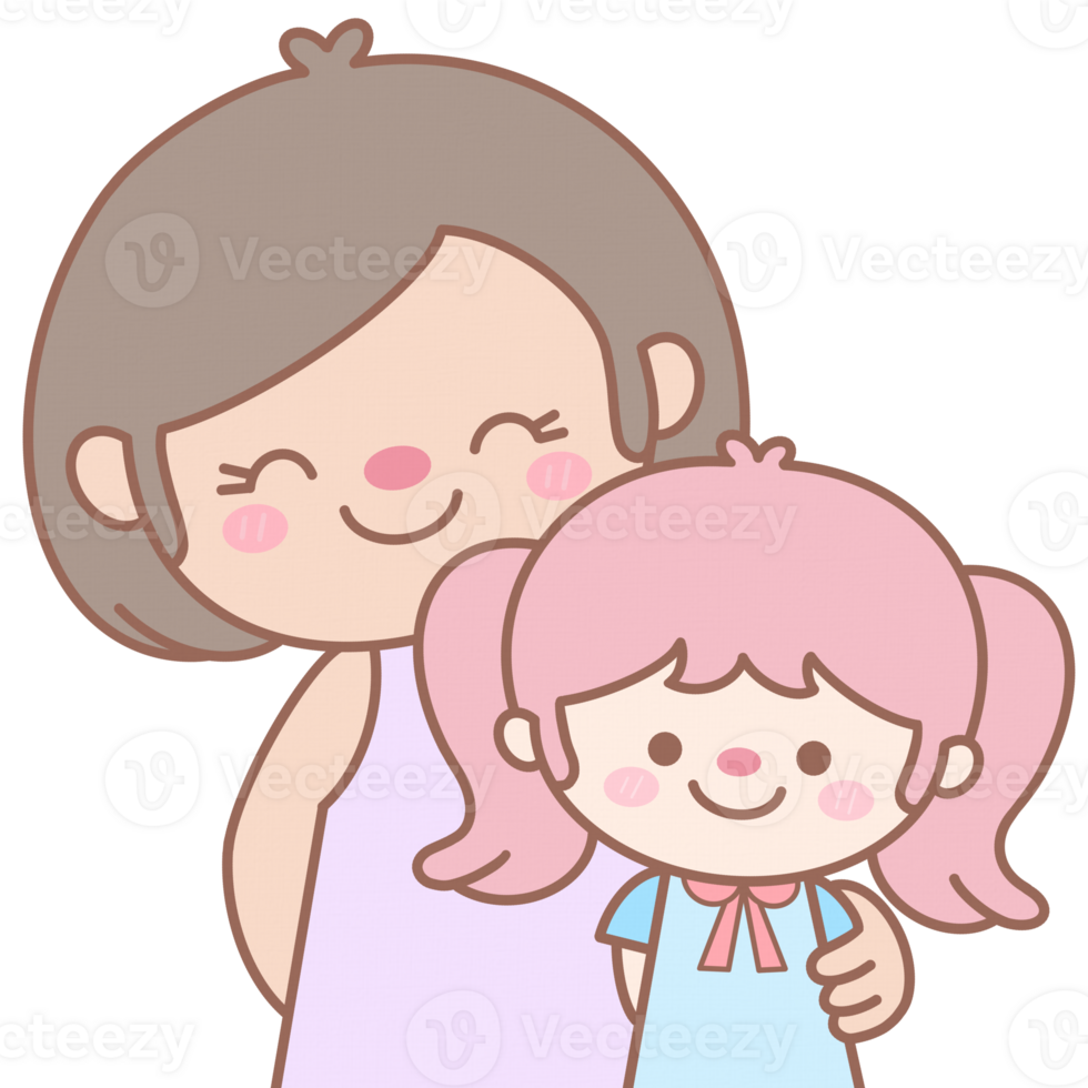 Mom and Daughter Cute Character png