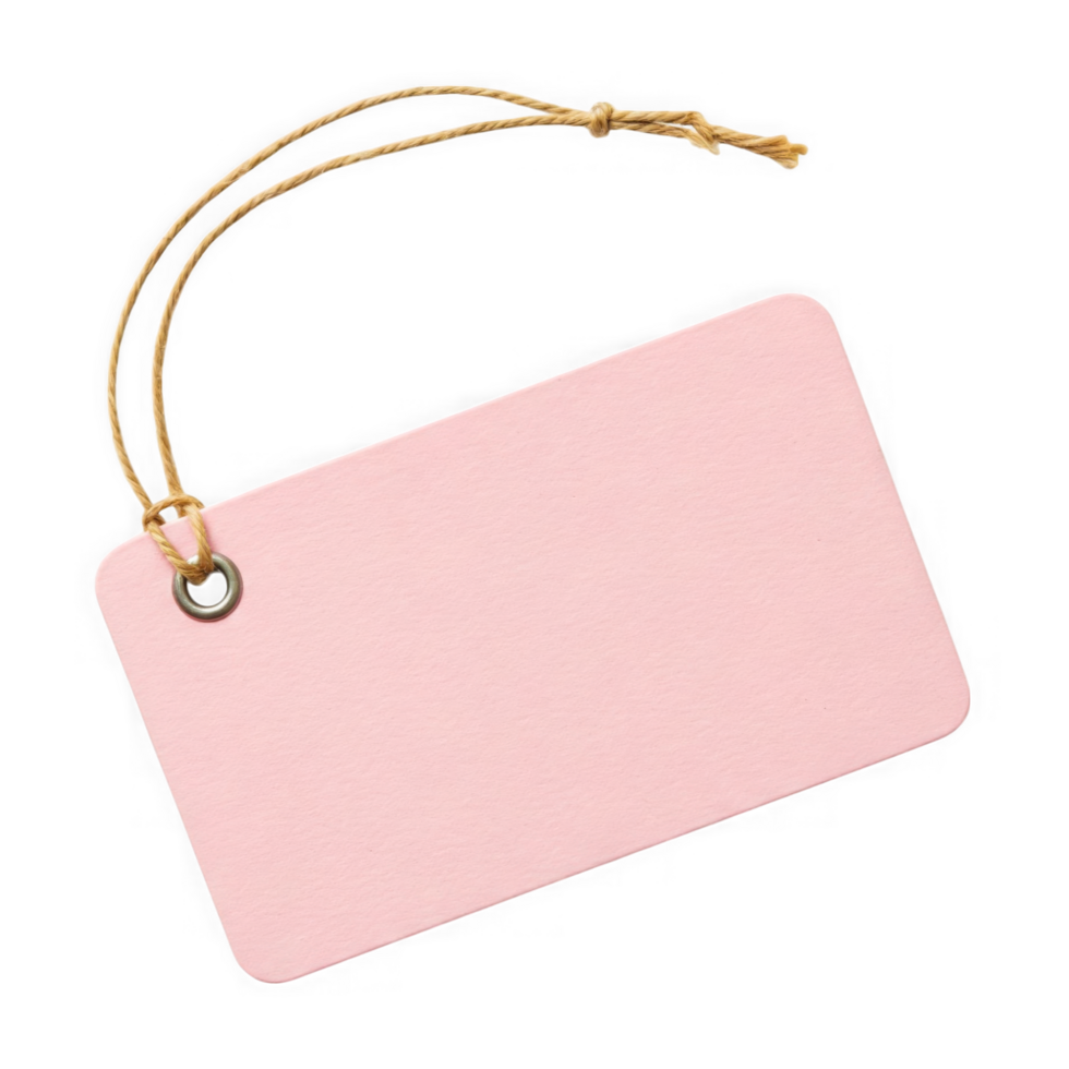 Pink Tag with Jute String png