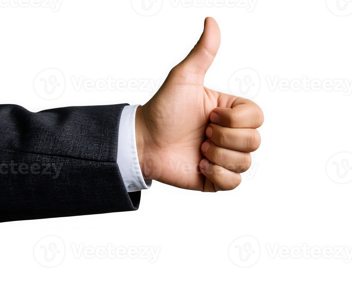 Close-Up of Thumbs Up Sign in a Business Formal Setting png