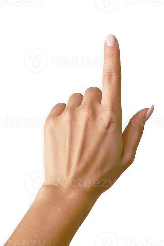 Female Hand with Index Finger Pointing Up png