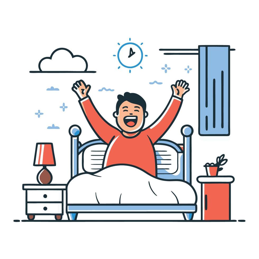 Joyful Awakening Illustration Depicting a Positive Start to the Day vector