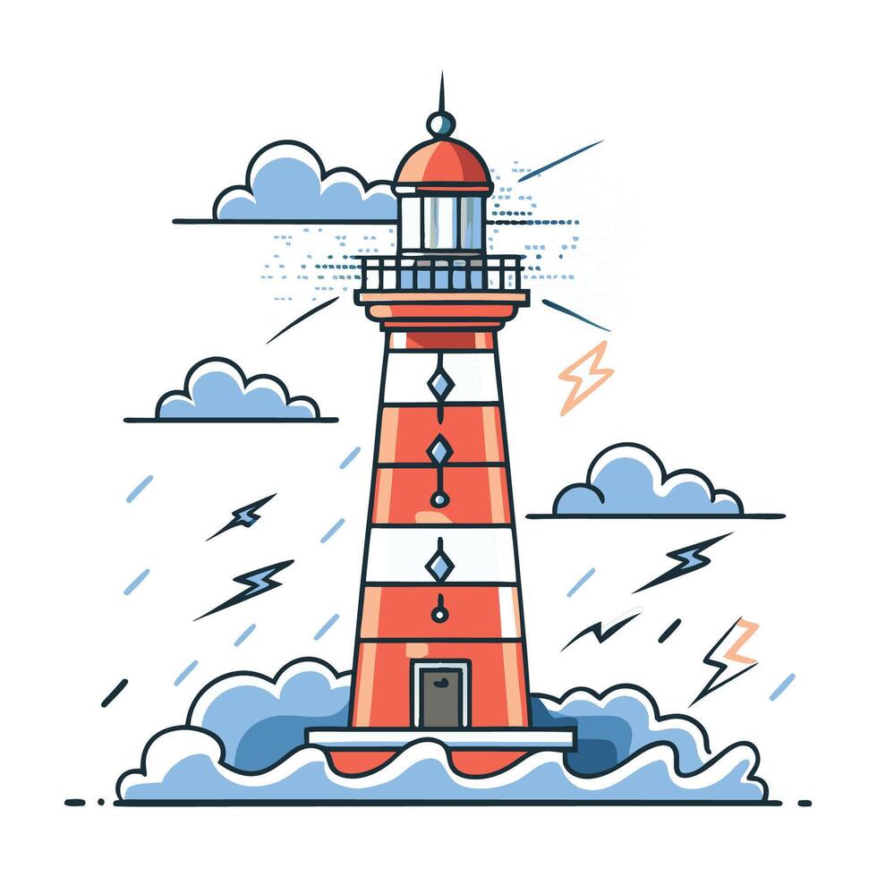 Stormy Sea and Lighthouse A Dramatic Illustration of Nature s Fury vector
