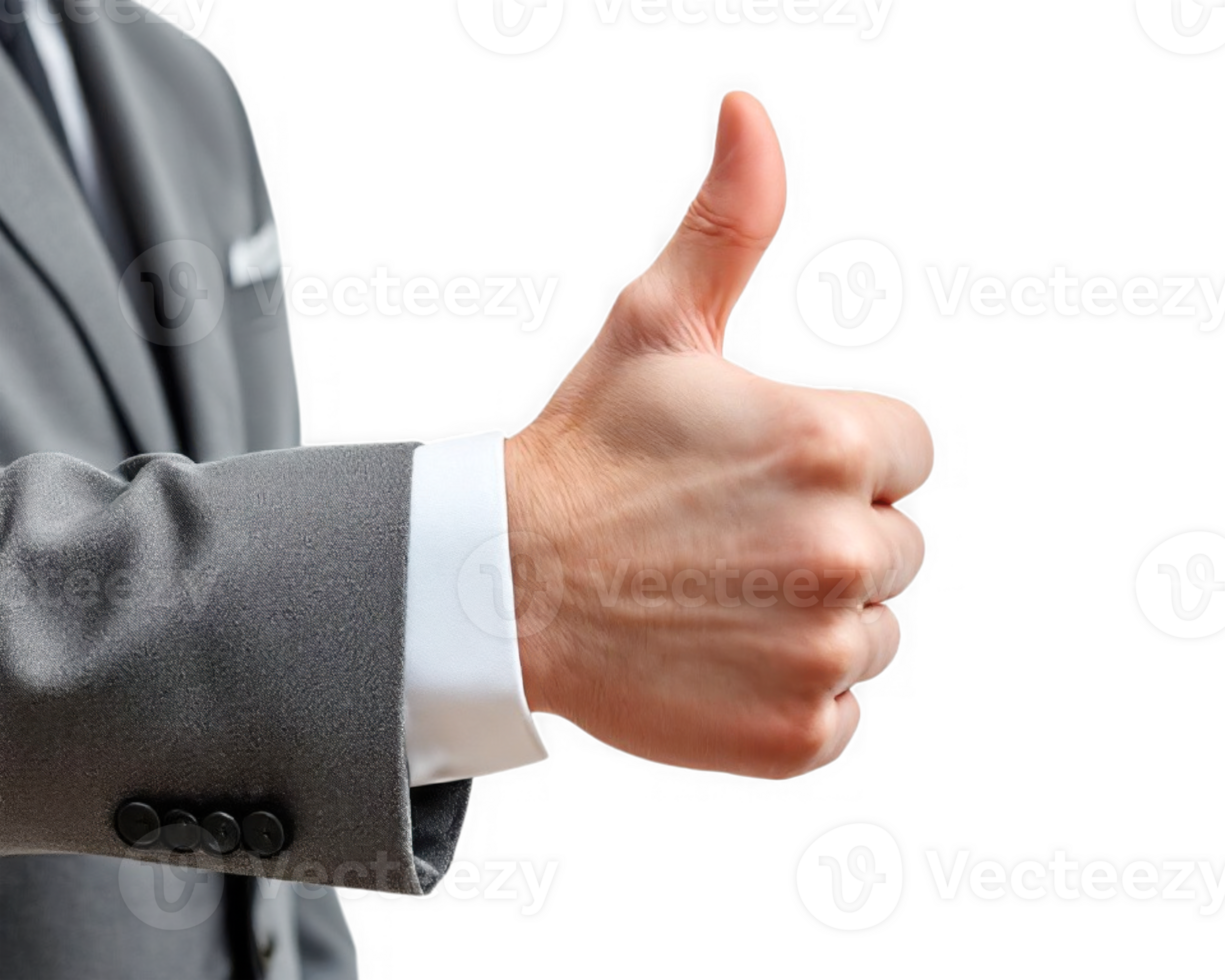 Business Professional Giving a Positive Thumbs-Up Gesture in a Suit png