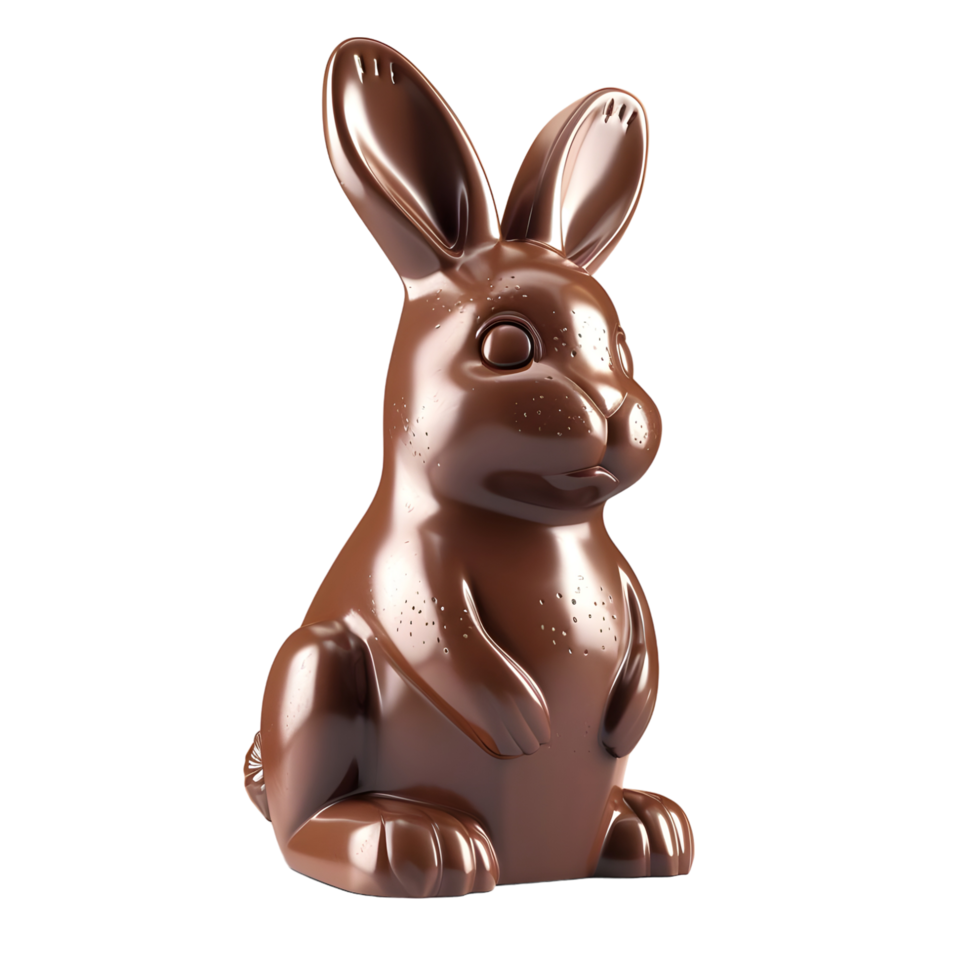 Delicious chocolate easter bunny figurine 3d render on transparent background png