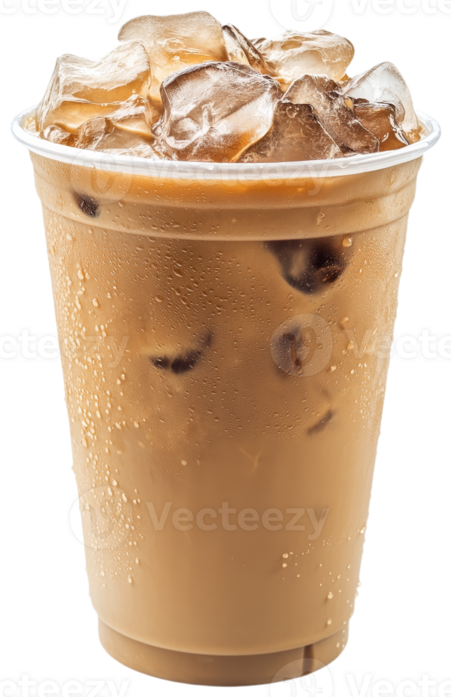 Iced Coffee Beverage Refreshment in Clear Cup png
