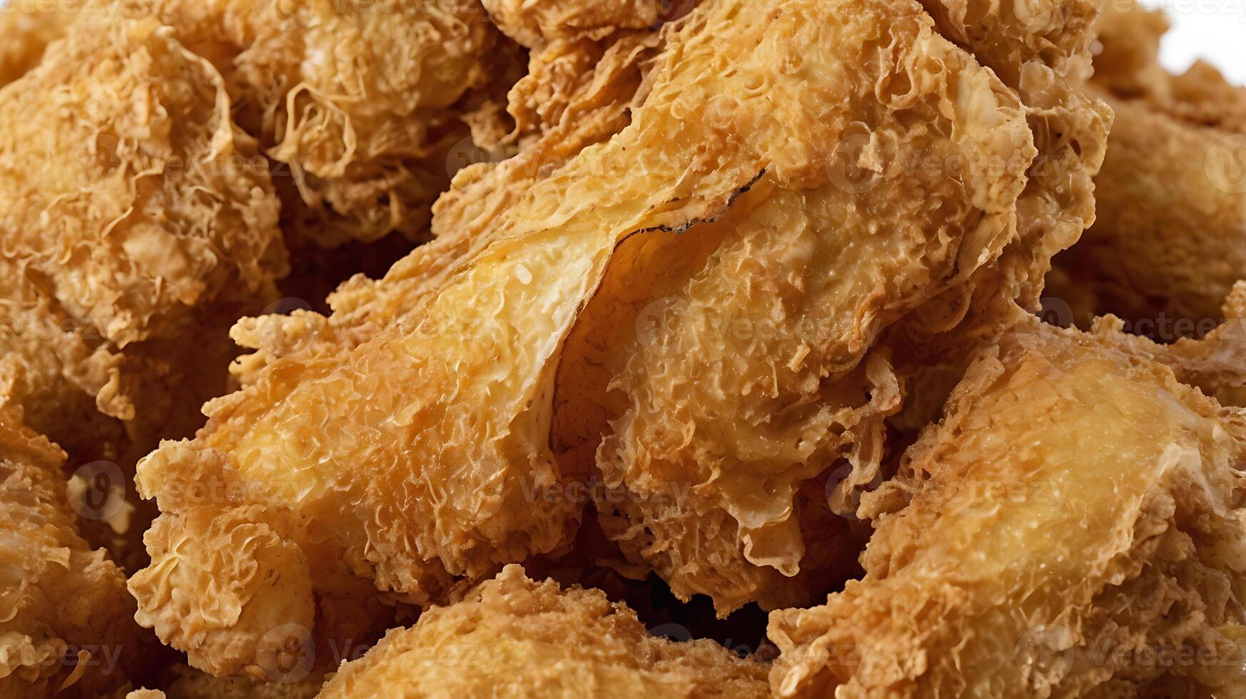 Closeup of crispy fried chicken pieces showcasing texture and golden color photo