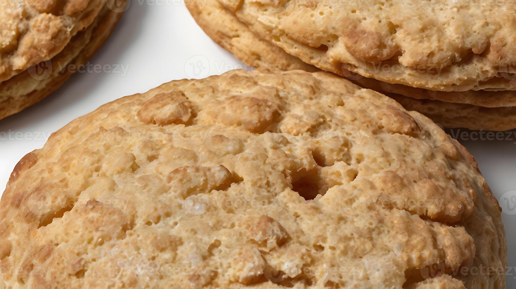 Closeup of a crisp biscuit showcasing its texture and details photo