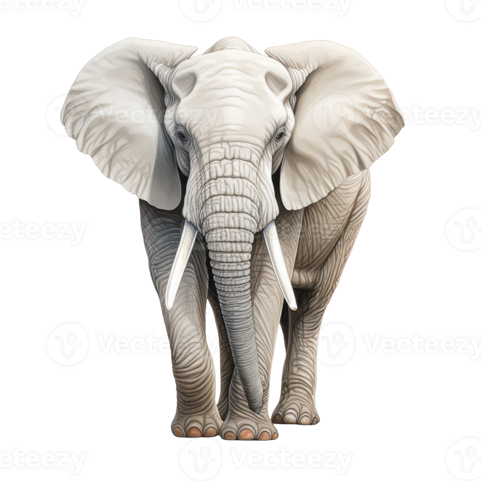 A Majestic White Elephant A Serene Symbol of Purity and Wisdom, Captured in Stunning Realism Against a Transparent Canvas. png
