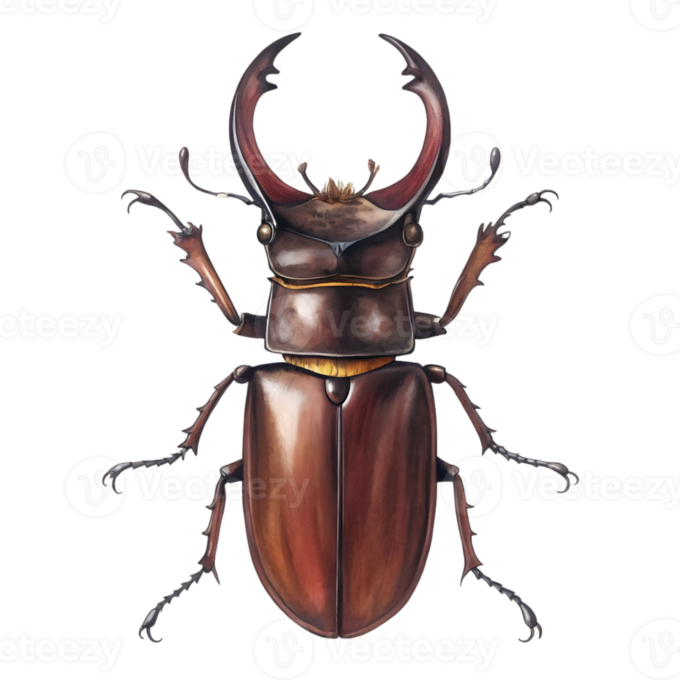 Stag Beetle Illustration Detailed HandPainted Artwork of a Male Lucanidae Insect png