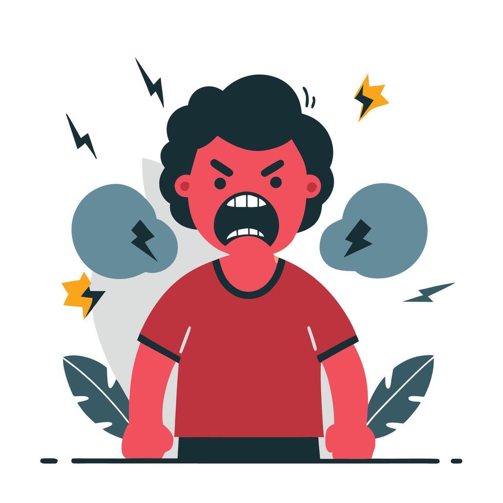 Concept Illustration A Person Embracing the Feelings of Anger vector