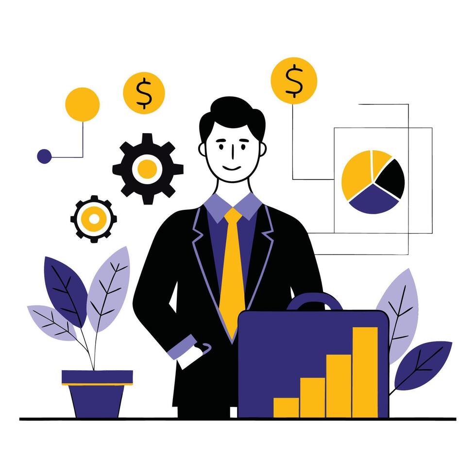 Financial Advisor Guiding Client Towards Success with Planning Concept vector
