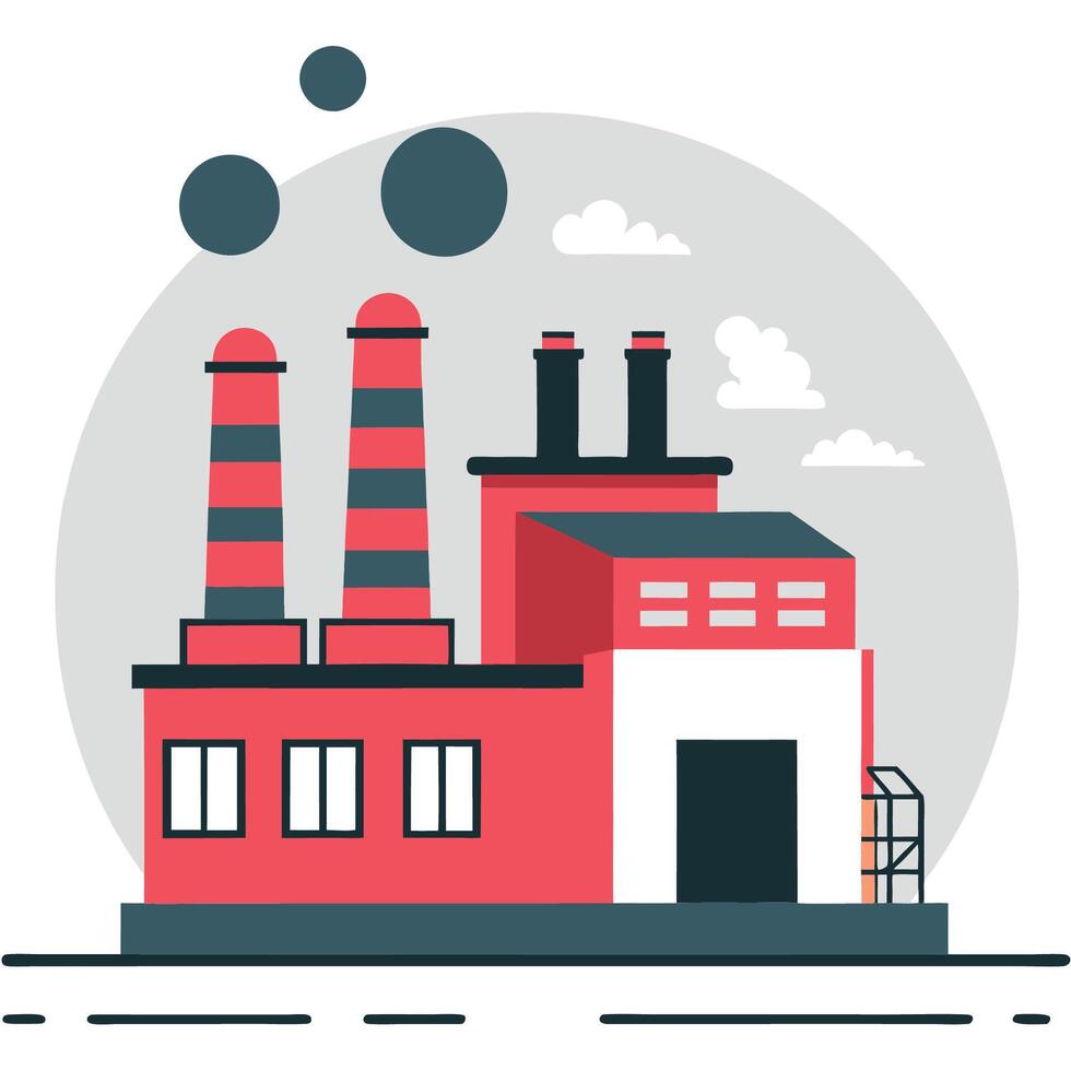 Factory Concept Illustration with Modern Machinery and Production Lines vector