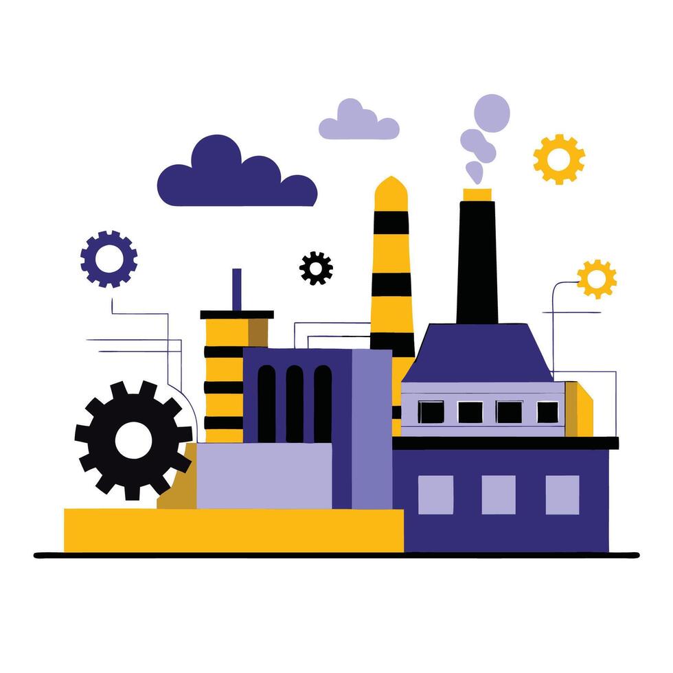 Illustrated Concept of a Modern Factory with Cutting-Edge Technology vector