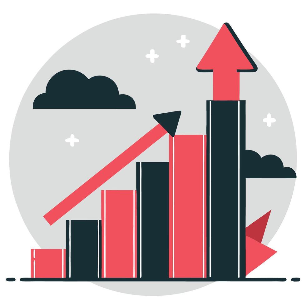 Graphically Illustrated Concept of Ascending Growth and Progression vector
