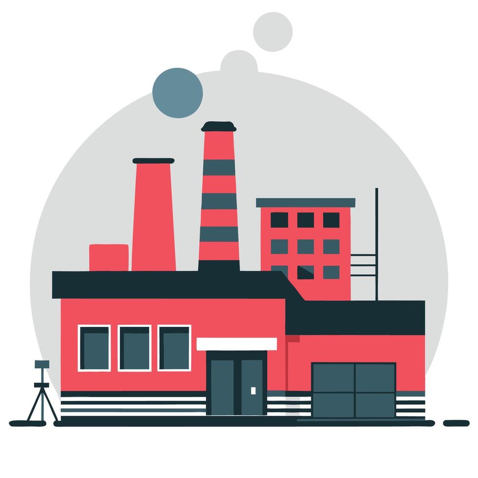 Illustrative Depiction of Factory Operations and Industrial Processes vector
