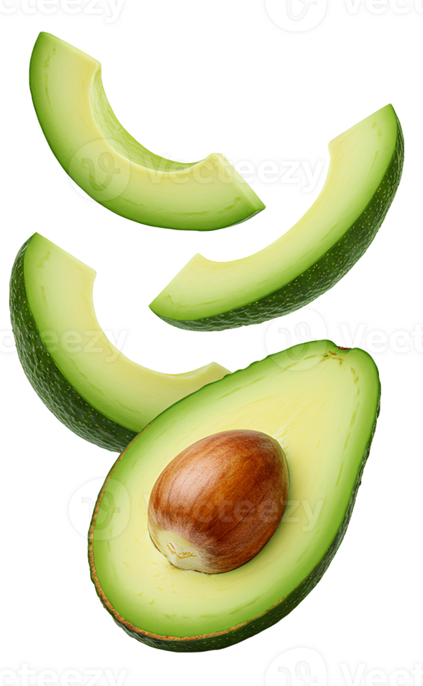 Avocado Fruit . Whole and Cut Avocados Displayed for Organic Food Campaigns. High-quality avocado images great for promoting healthy fats, plant-based diets, and fresh food png