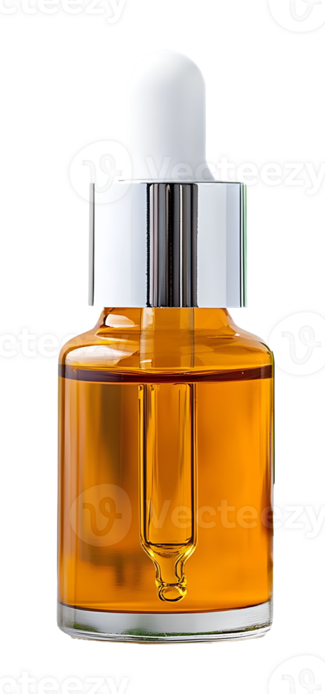 Elegant brown cosmetic bottle with pipette for organic skin serum, perfect for aromatherapy and spa treatments png