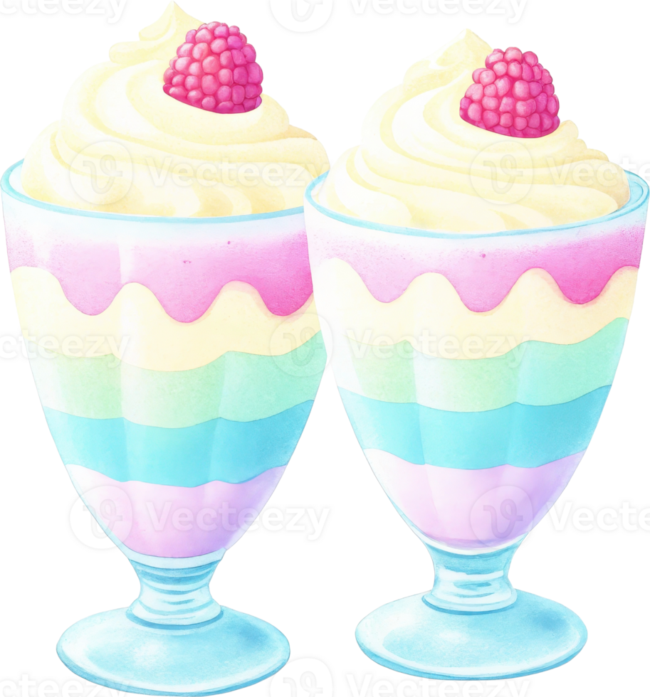 Delectable Raspberry Infused Frozen Delight in Layered Glass Dessert png