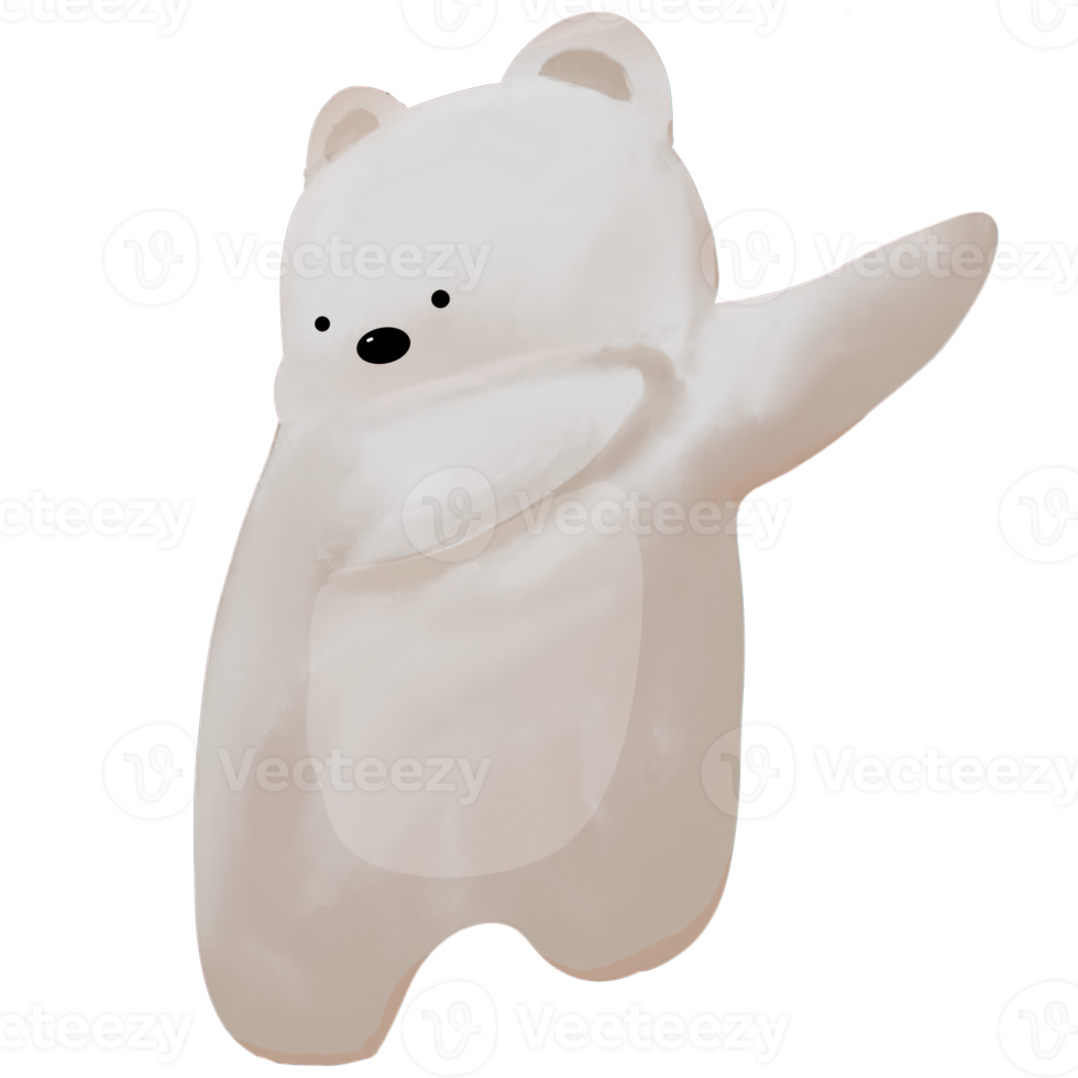 Cute Dabbing Polar Bear Digital Illustration. png
