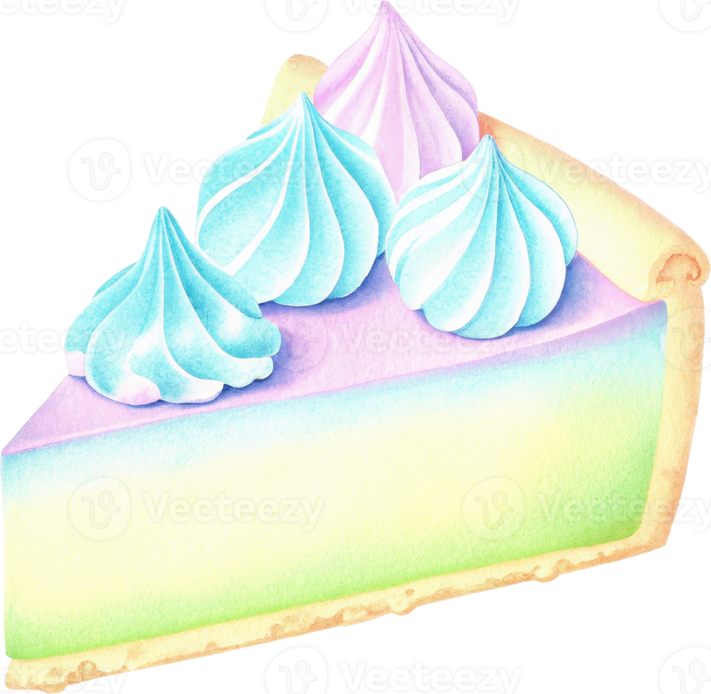 Vibrant Lime Pie Slice with Swirling Meringue Peaks png