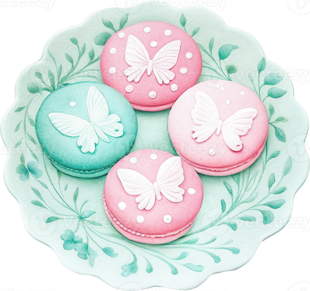 Pastel Butterfly Served on Decorative Plate for Easter Tea Party png