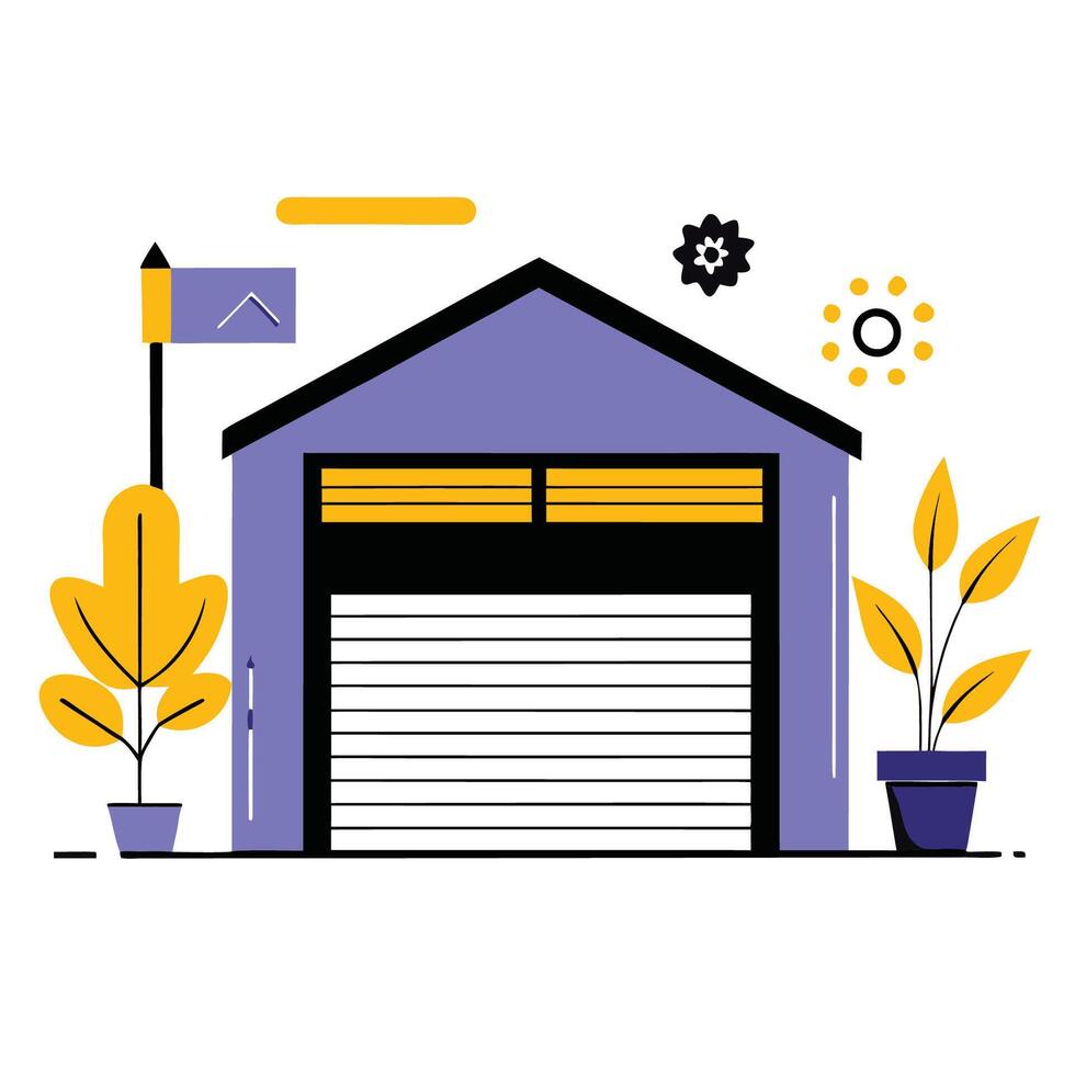 Innovative Garage Door Design Concept in Illustrative Form vector