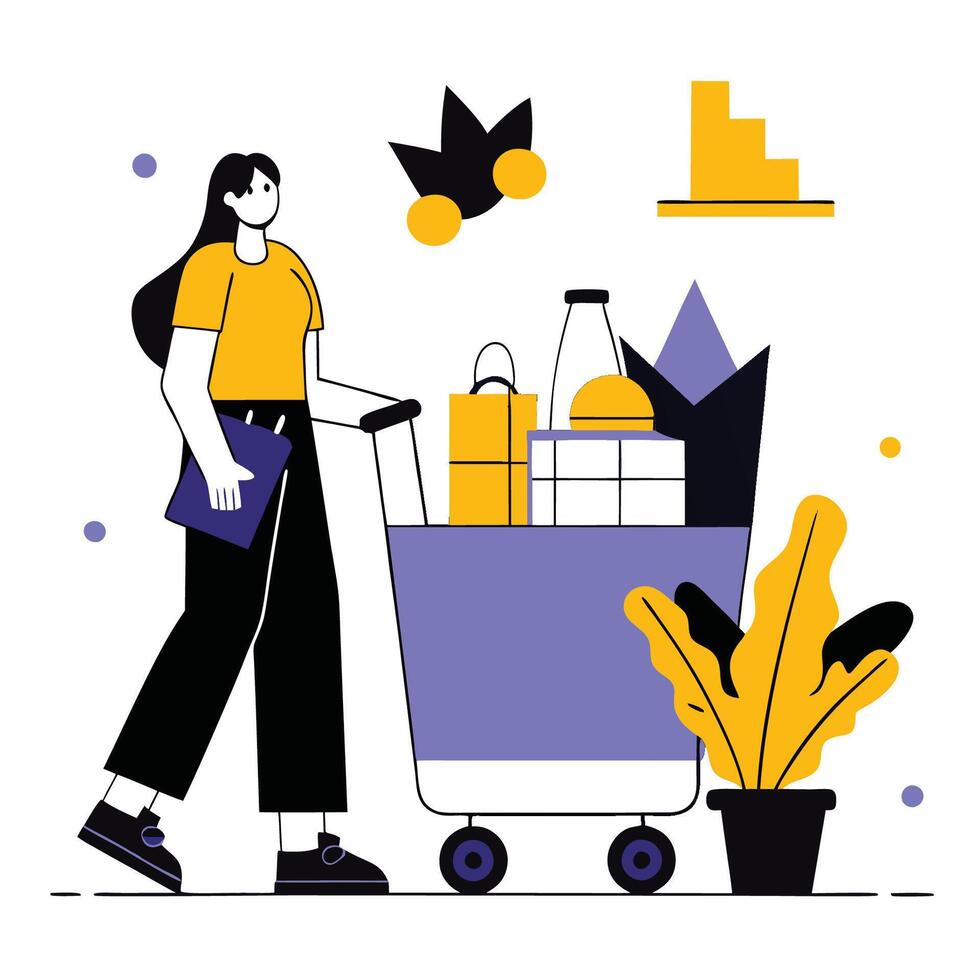 Illustrative Grocery Promotion Concept Showcasing Savings and Discounts vector