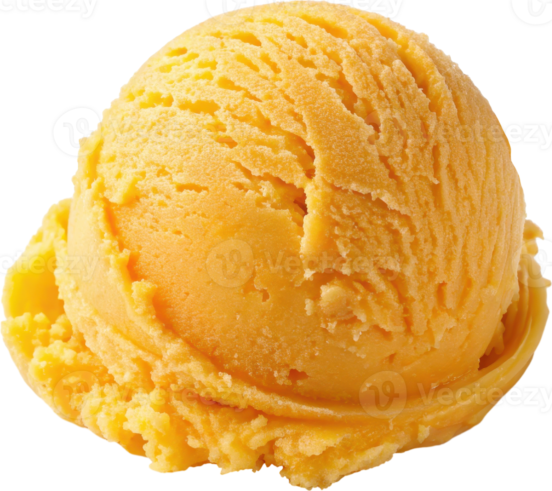 A Vibrant Scoop of Passion Fruit Sorbet Offering a Refreshing and Indulgent Taste Experience png