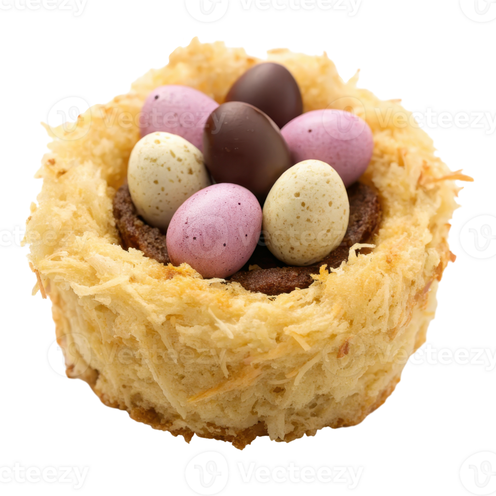 Delectable Coconut Nest with Festive Easter Eggs png