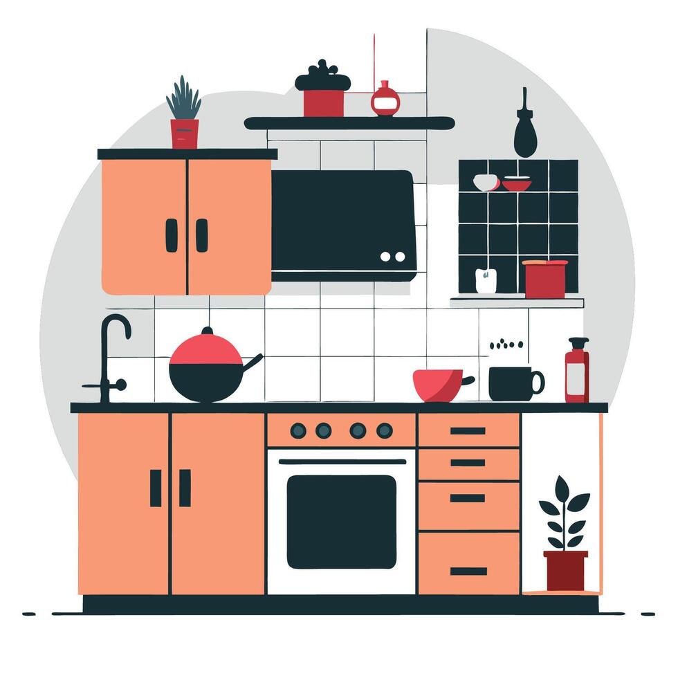 Modern Kitchen Design Concept with Sleek Appliances and Island vector