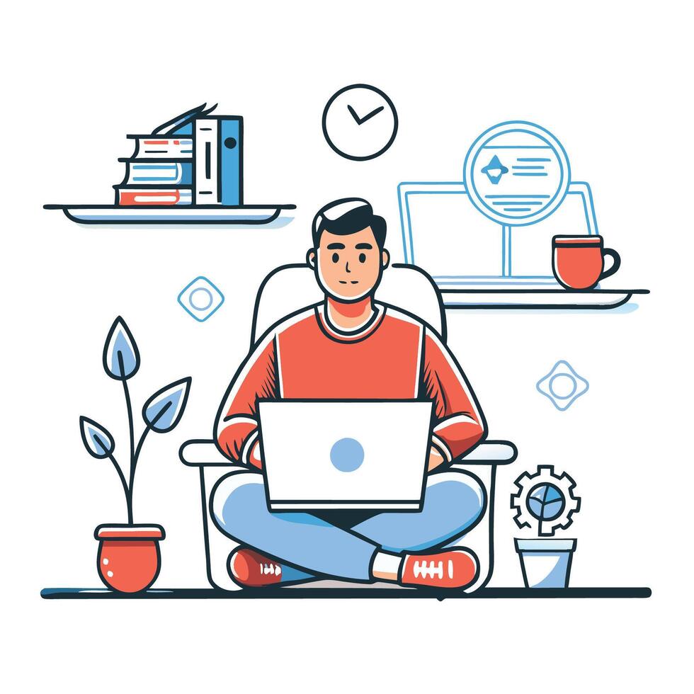 Concept Illustration Showcasing the Multifaceted Life of a Freelancer vector