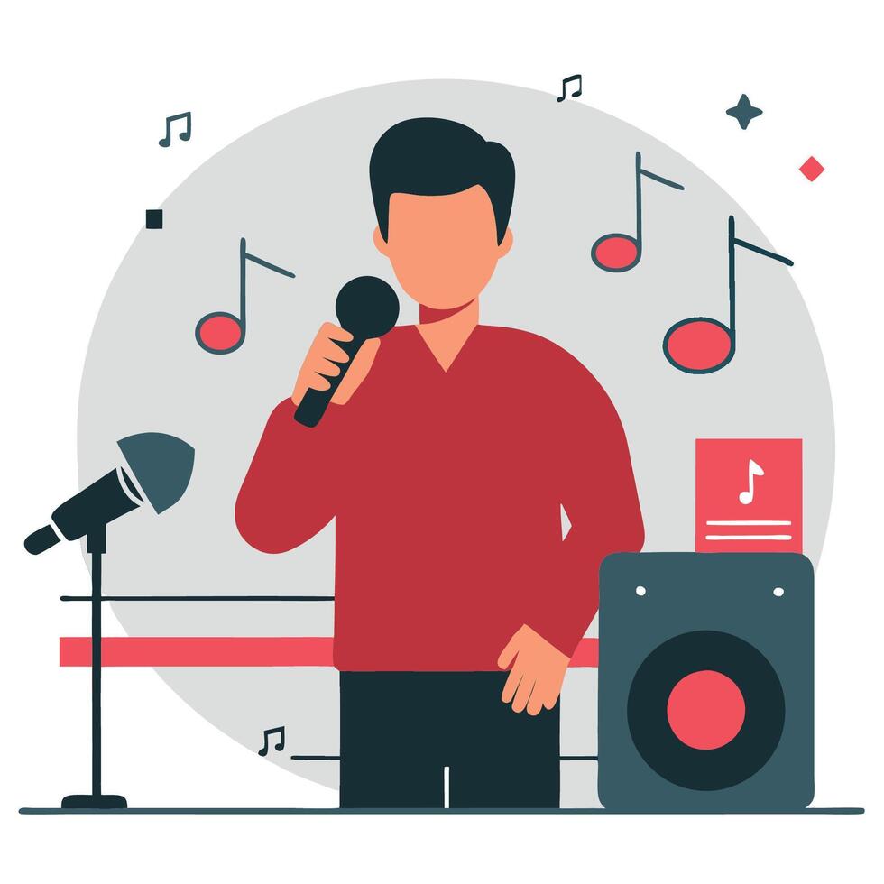 Illustrative Guide to the Exciting World of Karaoke Singing vector