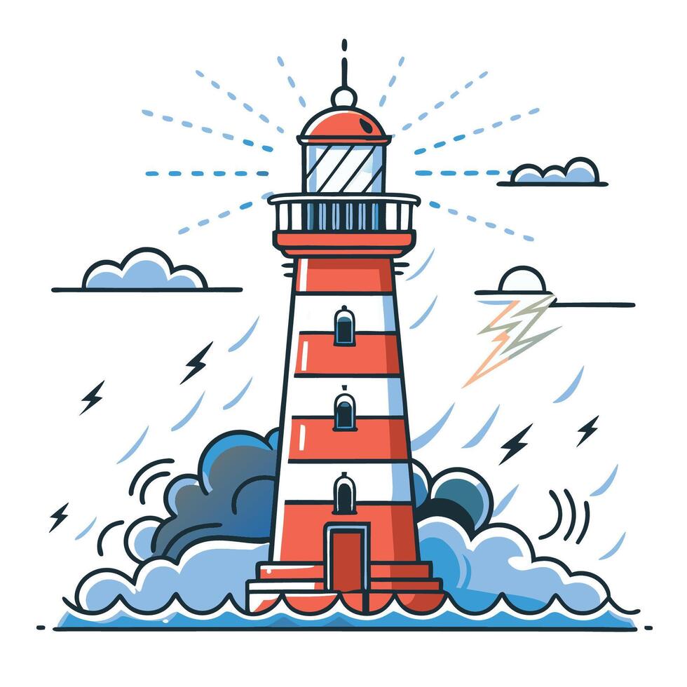 Stormy Seas and the Lighthouse Beacon of Hope vector