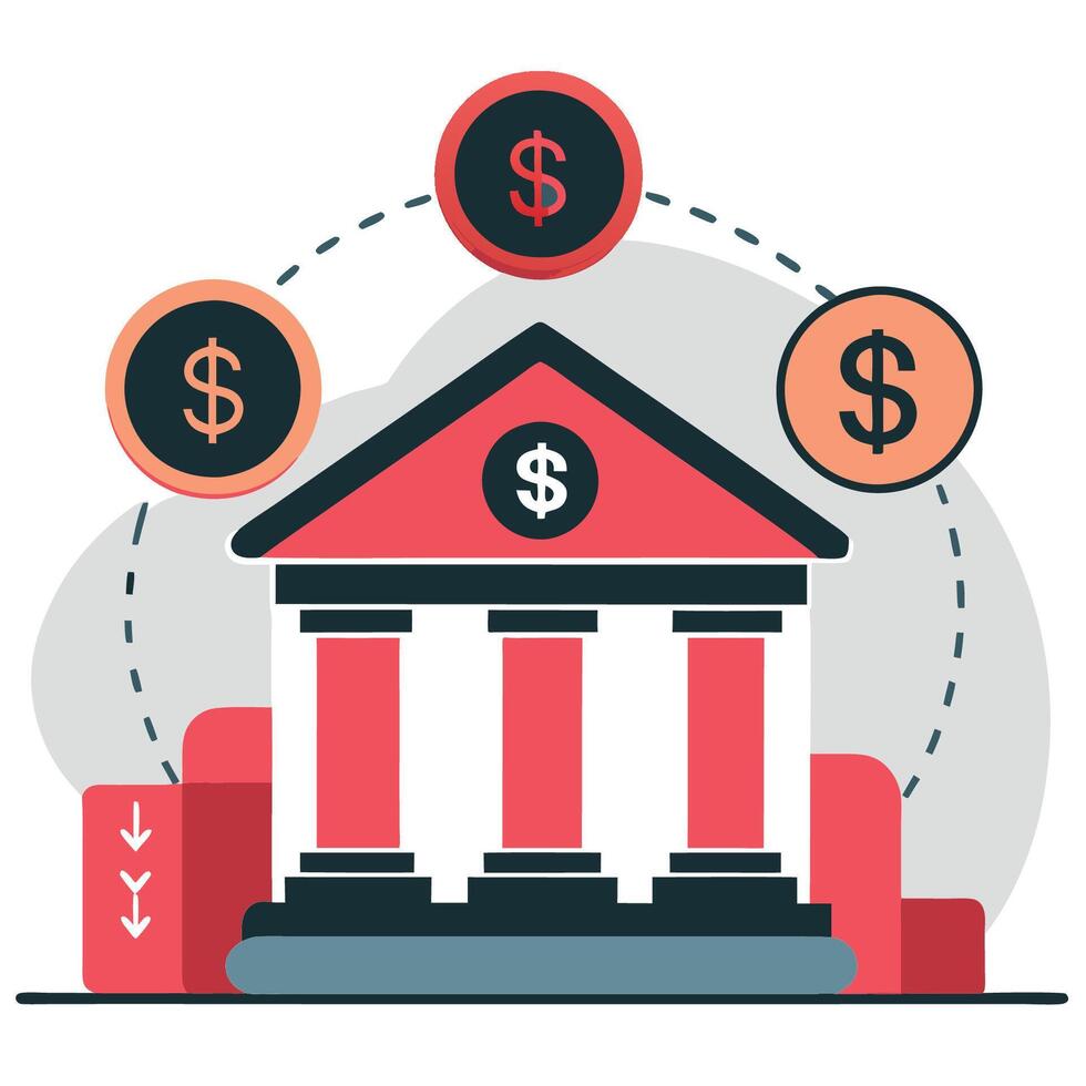 Modern Finance Concept Illustration with Five Key Elements vector