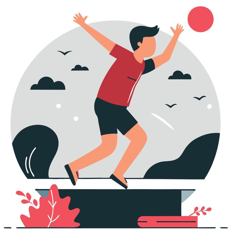 Concept Illustration of a Person Plunging into a Sparkling Lake vector
